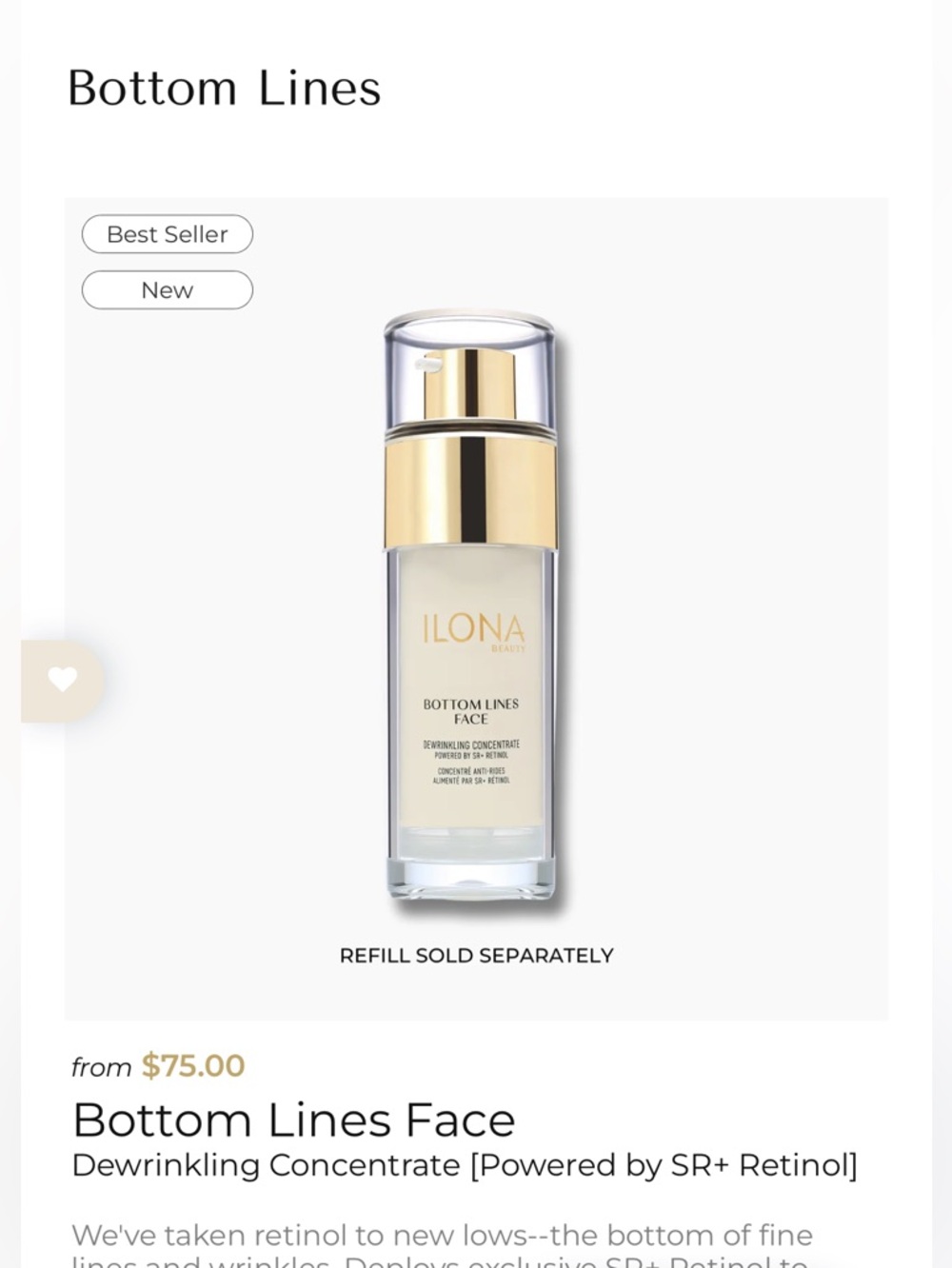 Bottom Lines Face Dewrinkling Concentrate - Gold/Cream